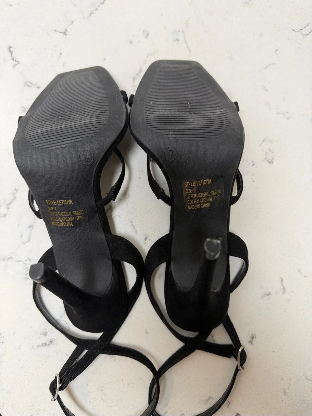 Lulu's Black Suede Strappy Ankle‑Tie High Heels